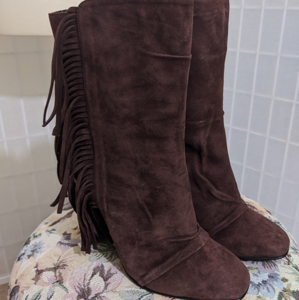 Giuseppe Zanotti Fringe Booties Brown Suede Boots new 10 - Picture 2 of 8